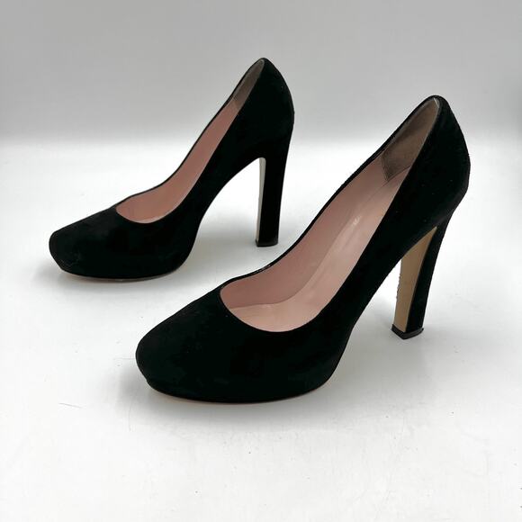 Kate Spade Nessle Pumps Nessle Suede Black Platform Heels - Picture 1 of 8